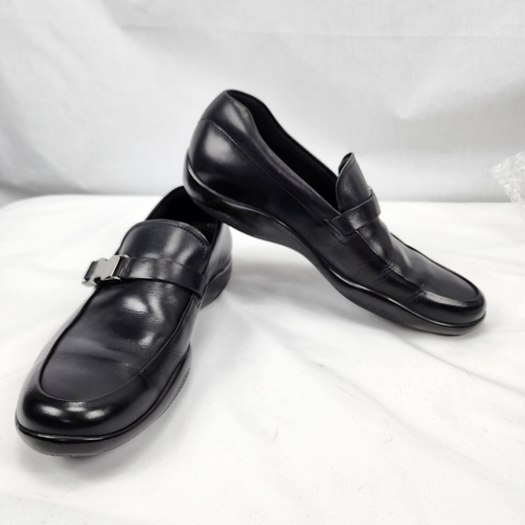 Prada Slip on Black Leather Loafers Shoes Men's Prada Size 7.5 US 8.5 - Picture 1 of 11
